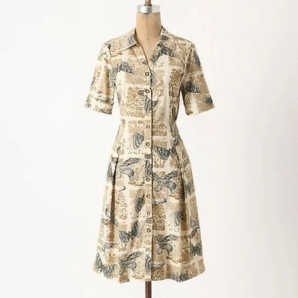 Anthropologie Girls from Savoy Alary Shirt Dress 10 Corduroy Retro Fit + Flare